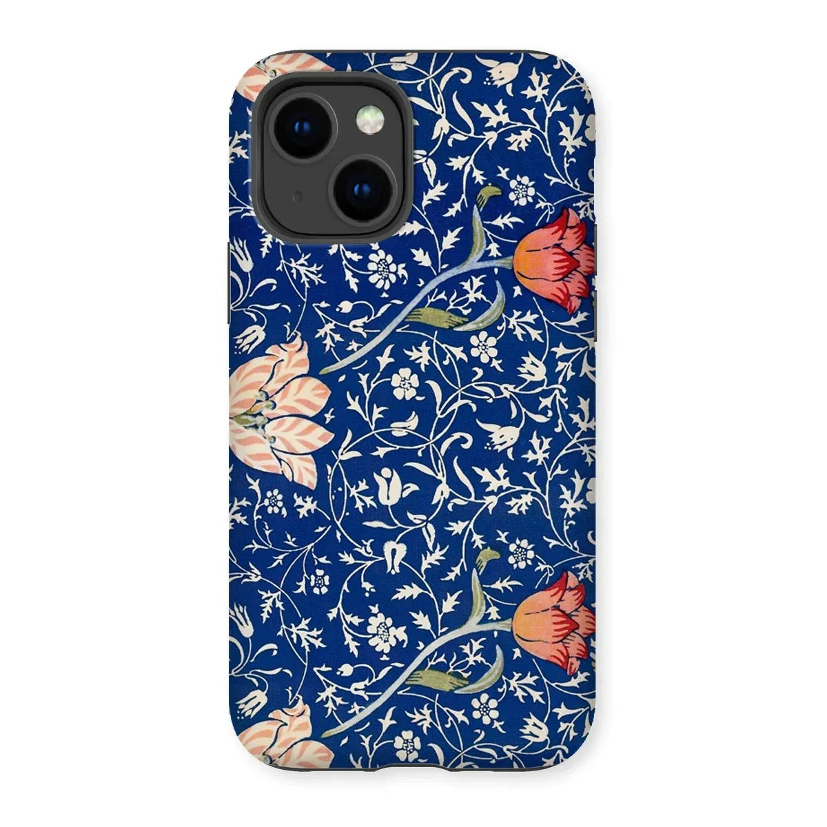 Medway - William Morris Victorian Era Iphone Case, 14 / Matte, Floral Patterned Phone Case Navy Blue Background Colorful