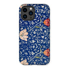 Medway - William Morris Victorian Era Iphone Case, 14 Pro Max / Matte, Floral-patterned Phone Case Navy Blue Background Colorful Flower