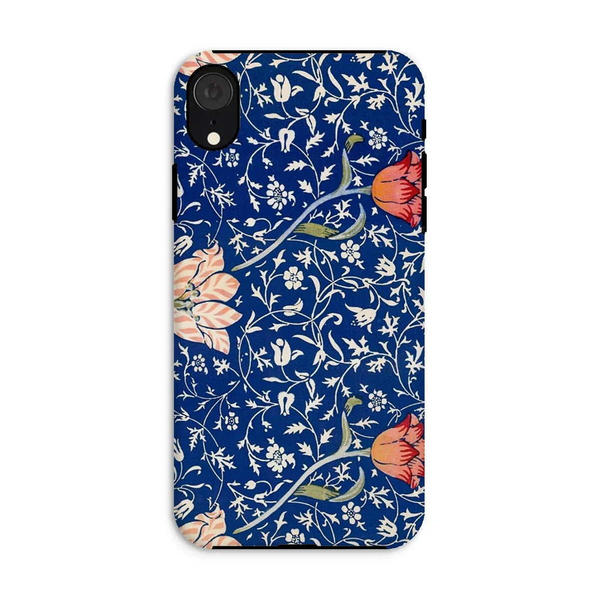 Medway - William Morris Victorian Era Iphone Case, Xr / Matte, Floral-patterned Phone Case Dark Blue Background Colorful Flower
