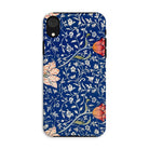 Medway - William Morris Victorian Era Iphone Case, Xr / Tough Phone, Floral-patterned Phone Case Dark Blue Background Colorful Flower