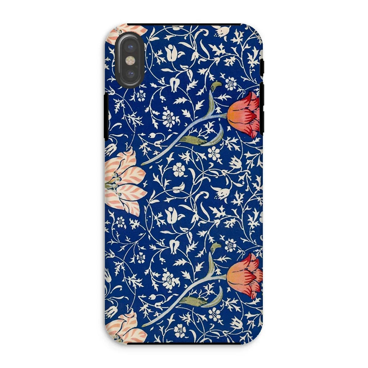 Medway - William Morris Victorian Era Iphone Case, Xs / Matte, Floral Patterned Phone Case Dark Blue Background Colorful