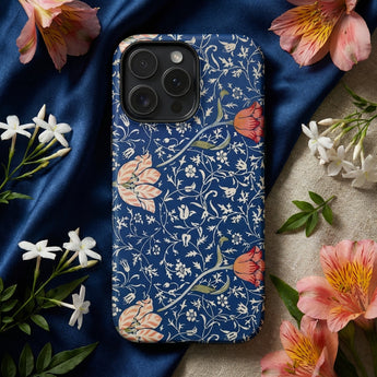 Medway - William Morris Victorian Era Phone Case Blue Floral Phone Case Intricate White Peach-colored Botanical William Morris’s
