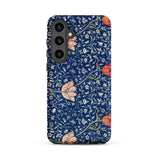 Medway - William Morris Victorian Era Phone Case Samsung Galaxy S24 Plus / Matte Navy Blue Phone Case Adorned Delicate Floral Pattern