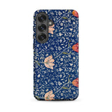 Medway - William Morris Victorian Era Phone Case Samsung Galaxy S25 Plus / Matte Navy Blue Phone Case Adorned Delicate Floral Pattern