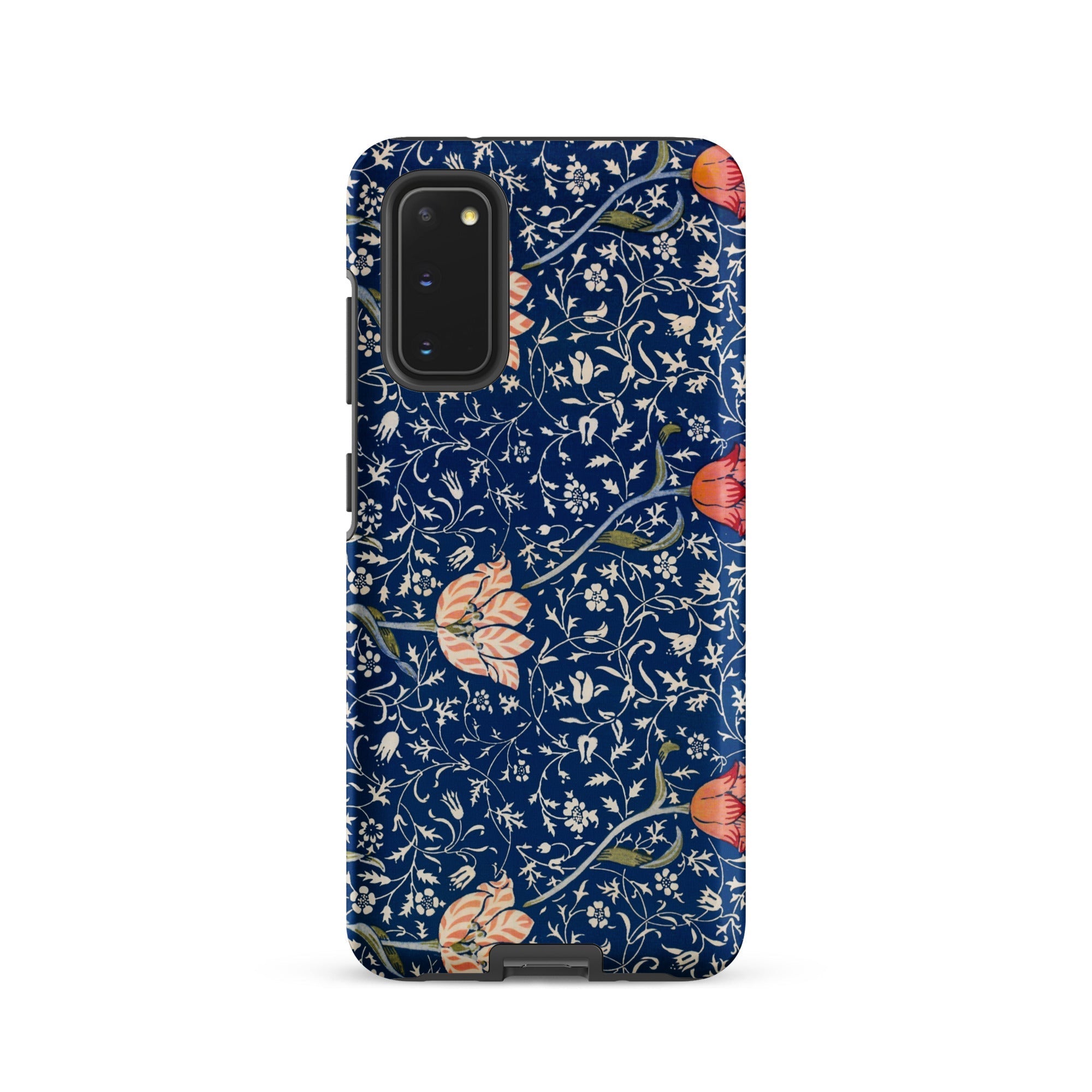 Medway William Morris Victorian Era Samsung Case, Galaxy S20 / Matte, Dark Blue Smartphone Case Pattern Light Colored Vines Orange Pink
