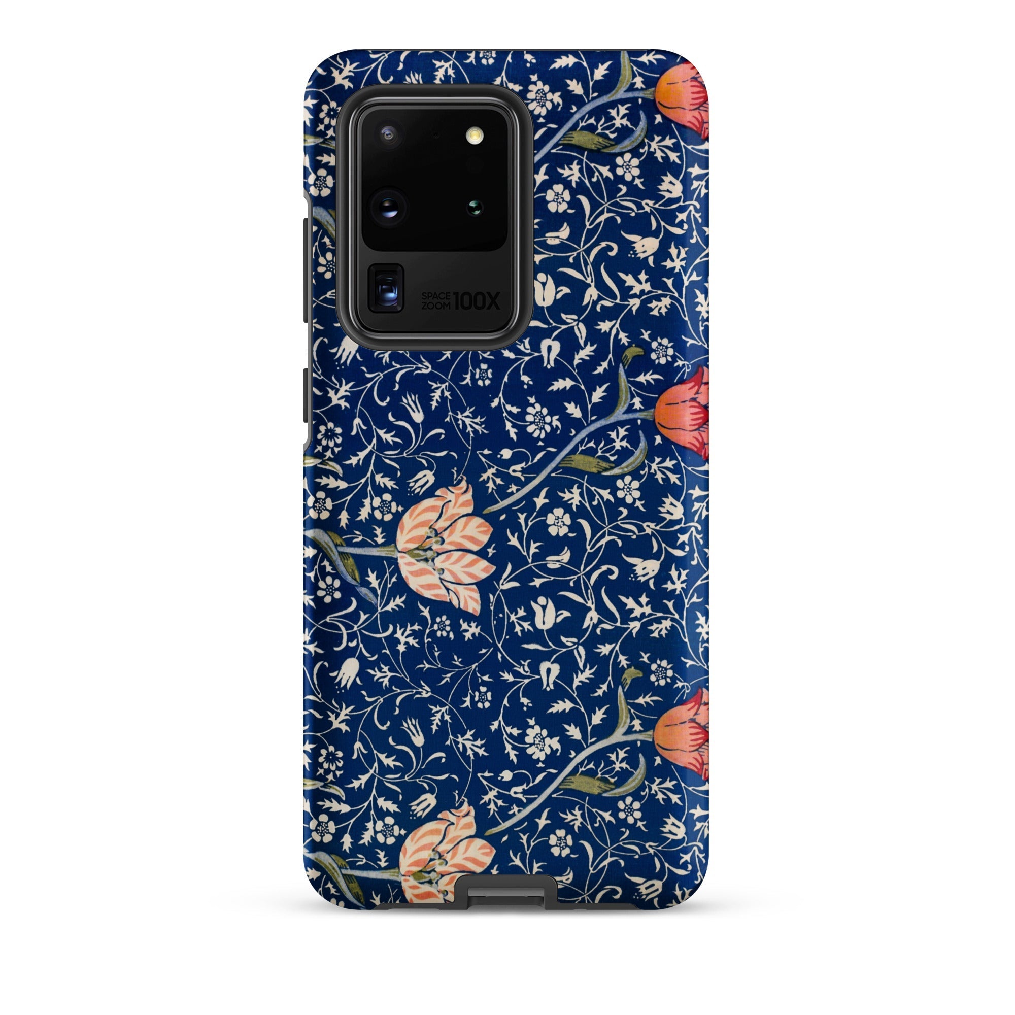 Medway William Morris Victorian Era Samsung Case, Galaxy S20 Ultra / Matte, Dark Blue Smartphone Case Floral Pattern Light Orange