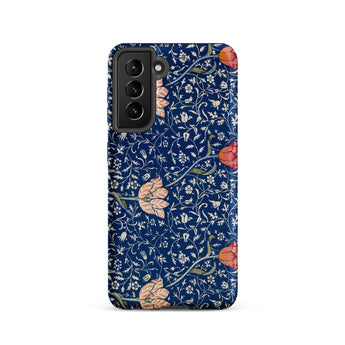 Medway - William Morris Victorian Era Samsung Case, Galaxy S21 / Matte, Dark Blue Smartphone Case Floral Pattern Light-colored Leaves