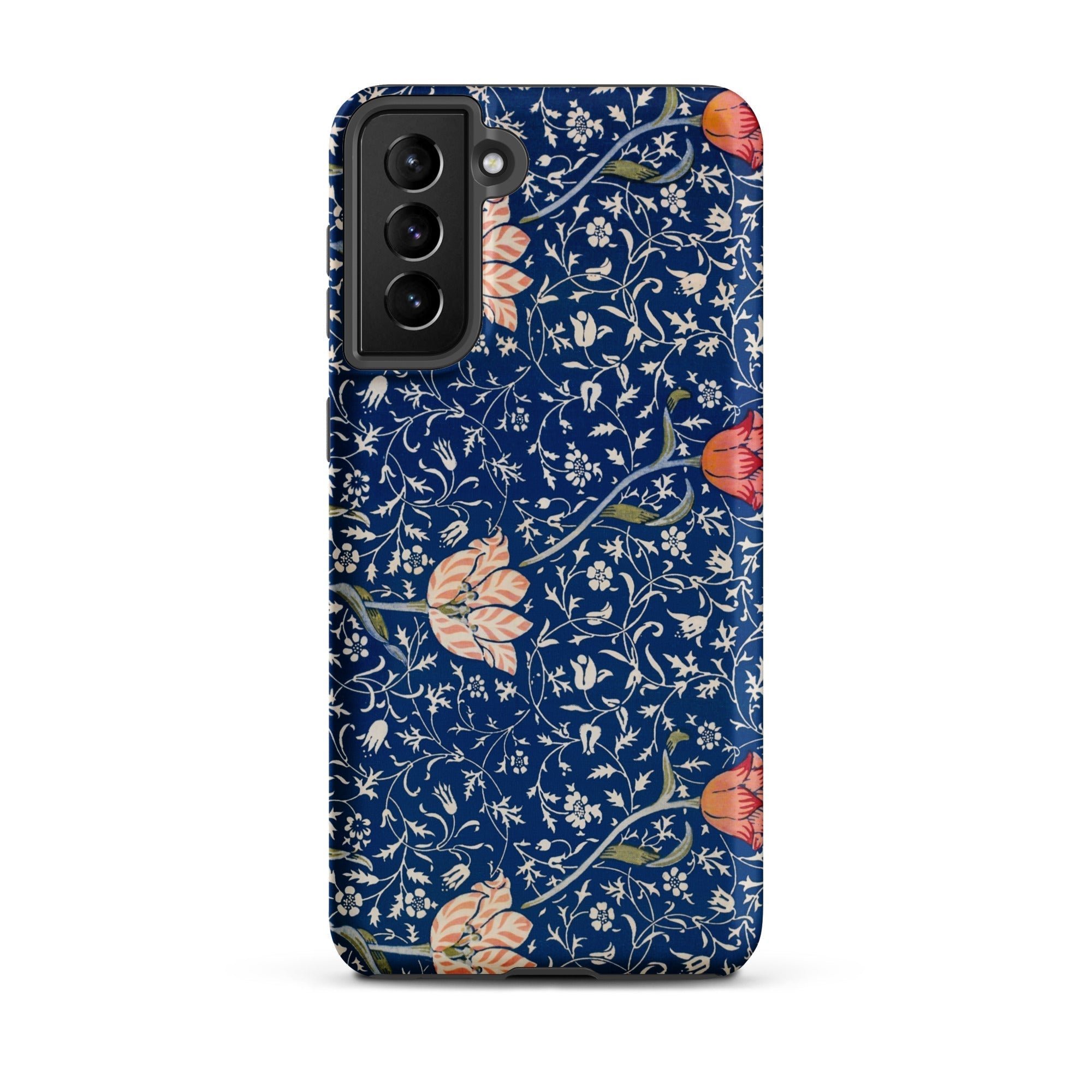 Medway William Morris Victorian Era Samsung Case, Galaxy S21 Plus / Matte, Phone Case Dark Blue Background Floral Pattern Light