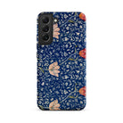 Medway William Morris Victorian Era Samsung Case, Galaxy S22 Plus / Matte, Dark Blue Smartphone Case Floral Pattern Light Pink
