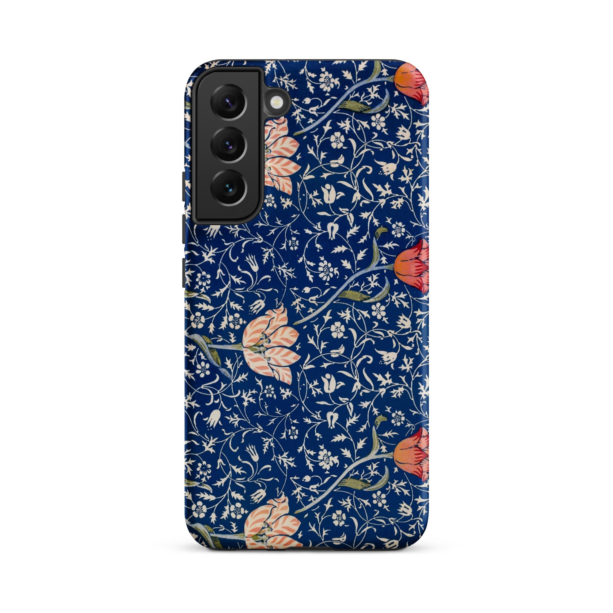 Medway William Morris Victorian Era Samsung Case, Galaxy S22 Plus / Matte, Dark Blue Smartphone Case Floral Pattern Light Pink