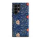 Medway - William Morris Victorian Era Samsung Case, Galaxy S22 Ultra / Matte, Smartphone Dark Blue Floral Patterned Case