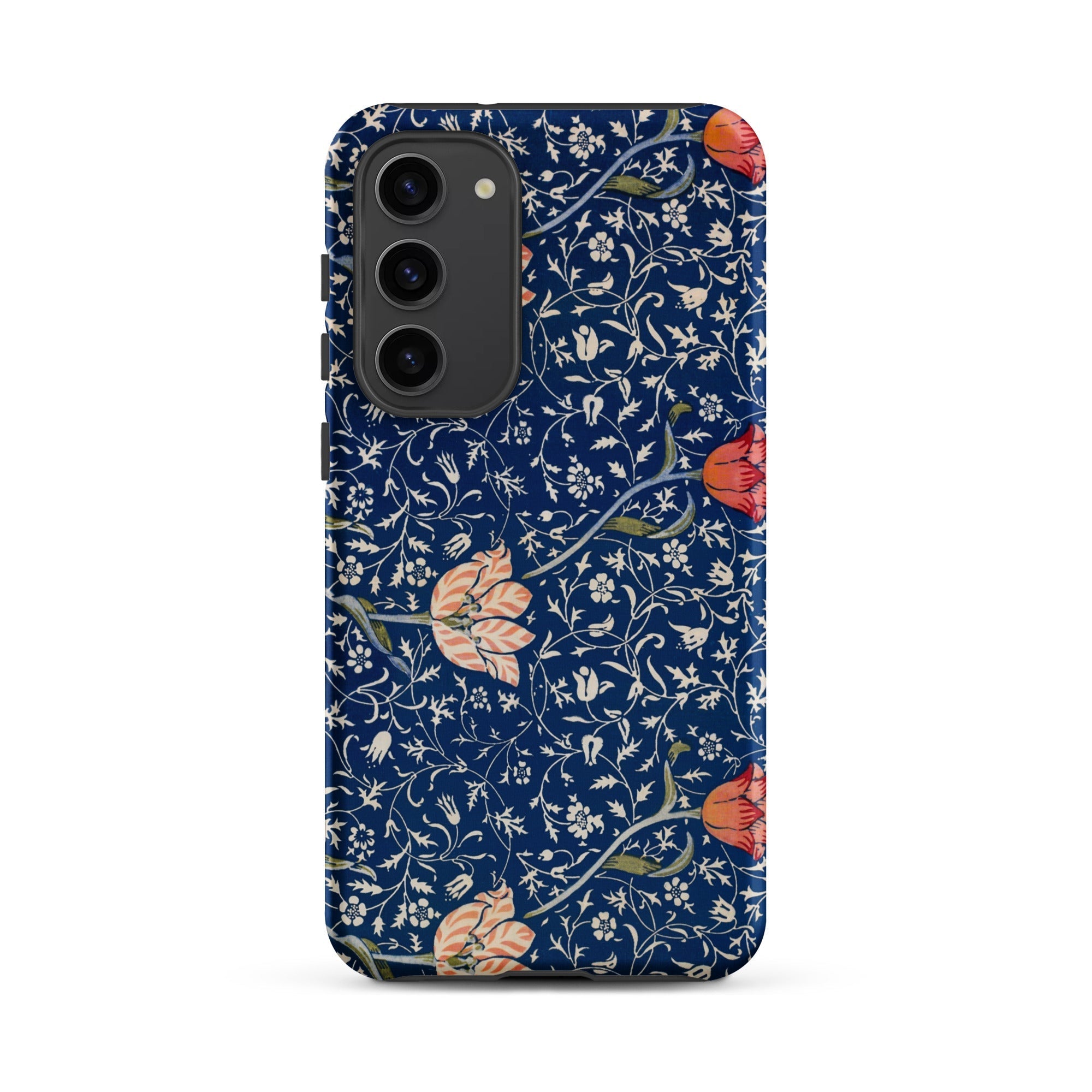 Medway William Morris Victorian Era Samsung Case, Galaxy S23 Plus / Matte, Navy Blue Phone Case Floral Botanical Pattern Red