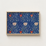 Framed Artwork Vibrant Blue Background Adorned Intricate Floral William Morris’s, Opus, Behold Medway