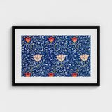 Medway - William Morris Victorian Floral Art Print / Canvas Framed Vibrant Blue Background Intricate Morris’s, Opus, Behold Prints