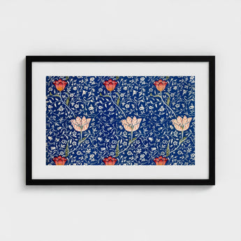 Medway - William Morris Victorian Floral Art Print / Canvas Framed Vibrant Blue Background Intricate Morris’s, Opus, Behold Prints