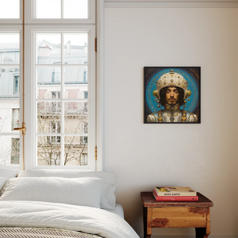 Mehdi - Gay Arabic Astronaut Art Framed Canvas, Framed Portrait Man Ornate Headgear