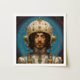 Mehdi - Gay Arabic Astronaut Art Print / Canvas Framed Portrait Man Ornate Gold-embellished Helmet Circular Patterns Muslim, Aesthetic,