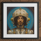 Mehdi - Gay Arabic Astronaut Art Print / Canvas Gold White Helmet Intricate Designs Framed Artwork Gay Muslim Astronaut, Astronaut