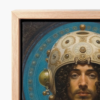 Framed Artwork Man Ornate Gold-embellished Helmet Intricate Circular Gay Muslim Astronaut, Aesthetic, Meet Mehdi