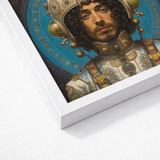 Framed Portrait Man Ornate Golden Armor White Regal Gay Muslim Astronaut, Aesthetic, Meet Mehdi