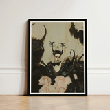 Black-framed Art Print Gothic Figure Ornate Black Attire Gay Ancient Vampire, Eternal Damnation