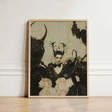 Framed Artwork Gothic Figure Black Attire Antlers Bat-like Gay Ancient Vampire, Art, Eternal Damnation