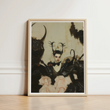 Framed Artwork Gothic-style Figure Black Leather Armor Antler-like Gay Ancient Vampire, Art, Eternal Damnation