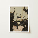 Memnoch - Gay Ancient Vampire Art Print / Canvas Framed Artwork Gothic Figure Black Glossy Armor Antler-like, Eternal Damnation Prints