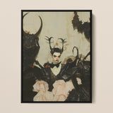 Memnoch - Gay Ancient Vampire Art Print / Canvas Black-framed Artwork Gothic Figure Antlers Bat-like Creatures Dark Gay Ancient Vampire,