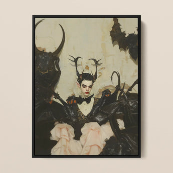 Memnoch - Gay Ancient Vampire Art Print / Canvas Black-framed Artwork Gothic Figure Antlers Bat-like Creatures Dark Gay Ancient Vampire,