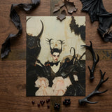 Memnoch - Gay Ancient Vampire Art Print / Canvas Dark Gothic-themed Art Print Figure Antlers Black Attire Gay Ancient Vampire, Vampire Art,