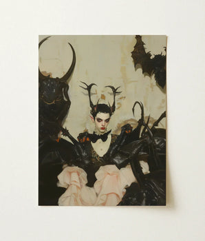 Dark Intricately Detailed Fantasy Portrait Figure Antlers Black Gay Ancient Vampire, Art, Eternal Damnation