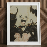 Memnoch - Gay Ancient Vampire Art Print / Canvas White-framed Artwork Gothic Figure Black Leather Attire Pink Gay Ancient Vampire, Vampire