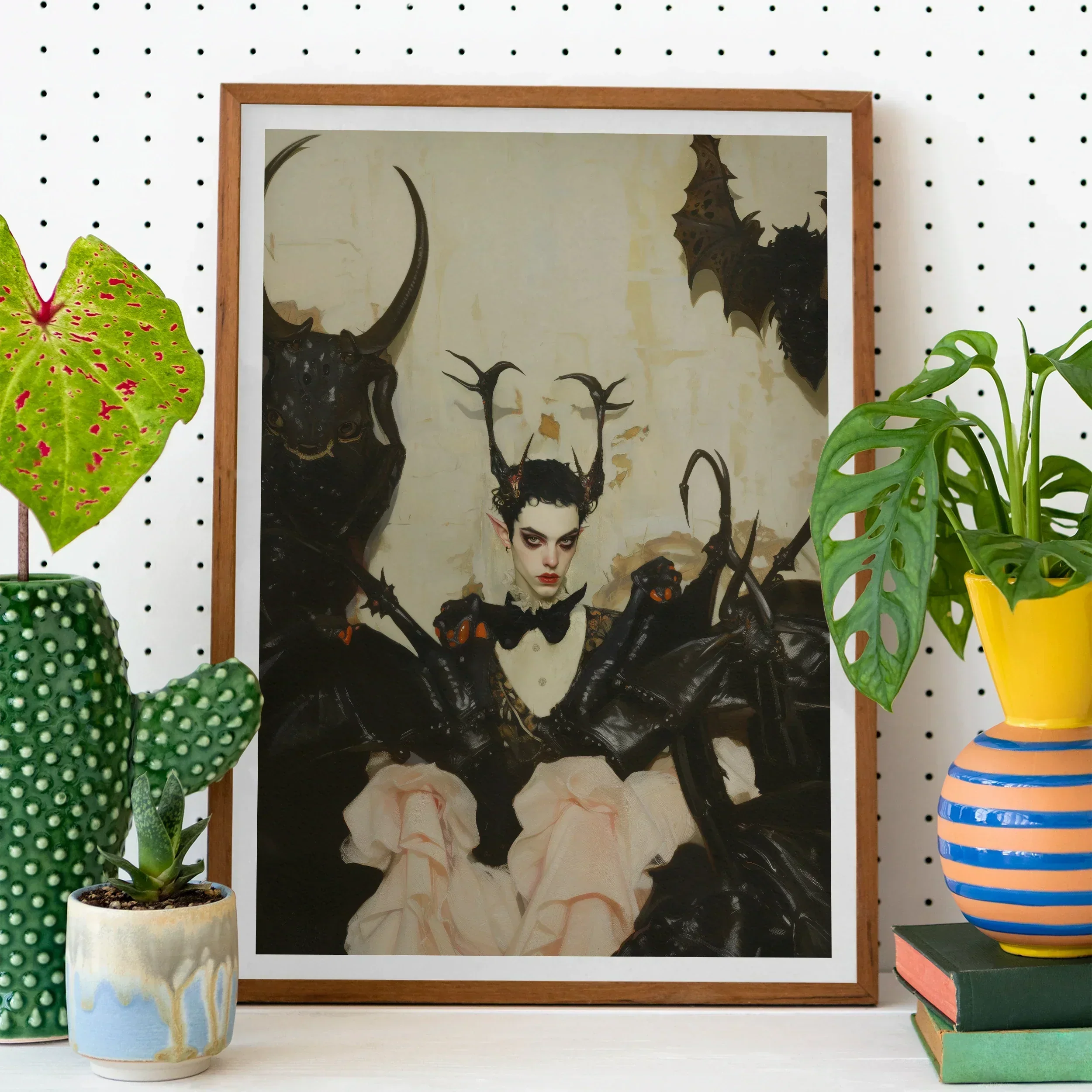 Memnoch Gay Ancient Vampire Art Print, Framed Artwork Dark Fantastical Figure Horns Elaborate Costume