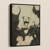 Memnoch - Gay Ancient Vampire Framed Canvas, Framed Painting Demonic Figure Horns Elf-like Ears Black