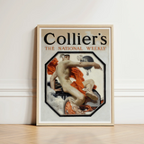 Framed Vintage-style Poster Collier’s National Weekly Muscular Figure Speed God, Mercury, Joseph Christian Leyendecker’s, Two Serpents