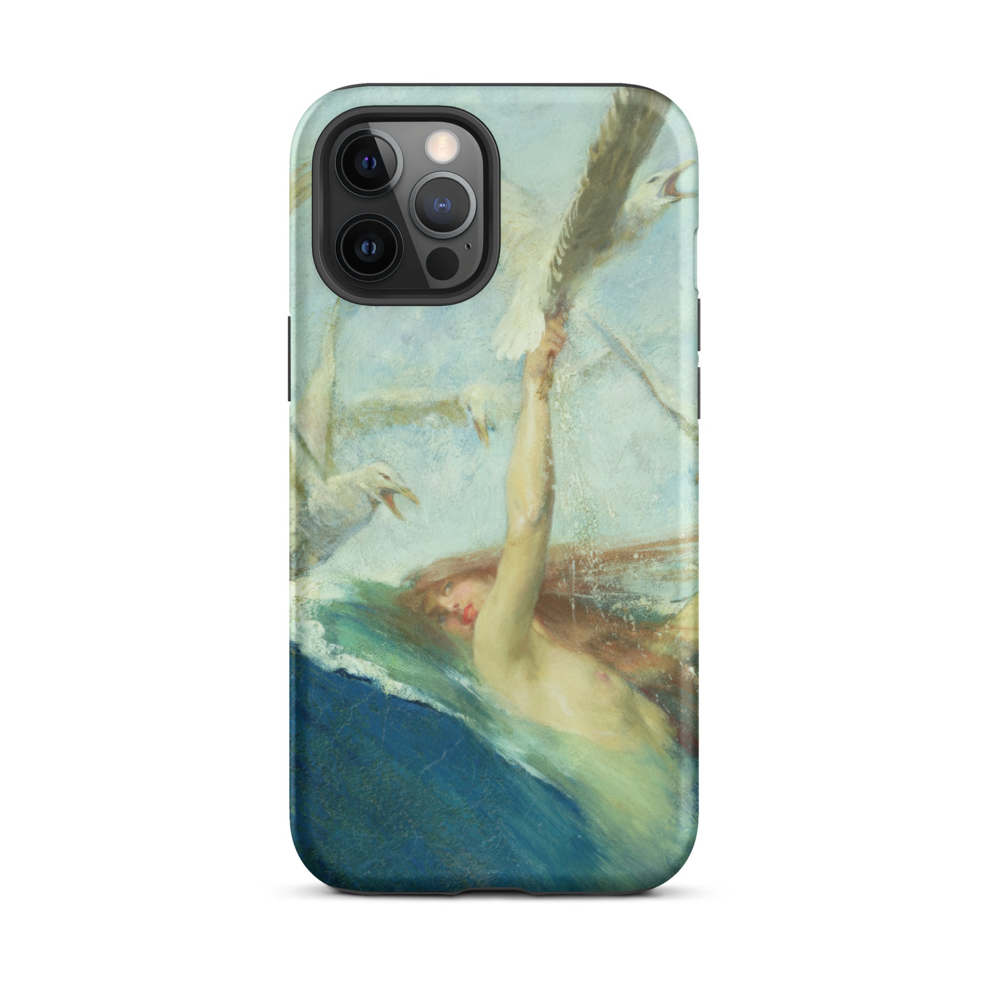 Mermaid Being Mobbed by Seagulls Giovanni Segantini Iphone Case, 12 Pro Max / Matte, Iphone Case Painting Woman Water Surrounded Seagulls