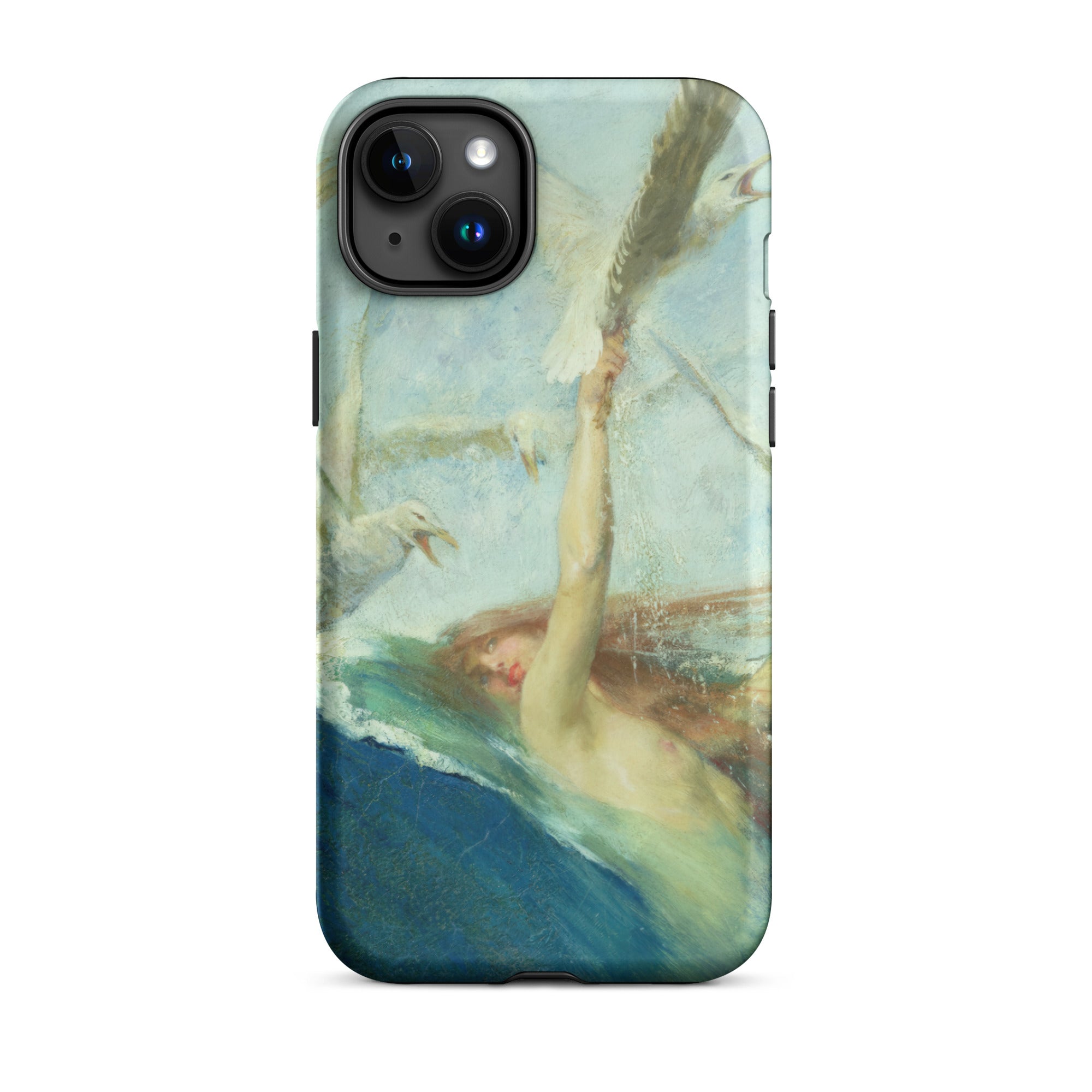 Mermaid Being Mobbed by Seagulls Giovanni Segantini Iphone Case, 15 Plus / Matte, Iphone Case Painting Woman Water Surrounded Seagulls