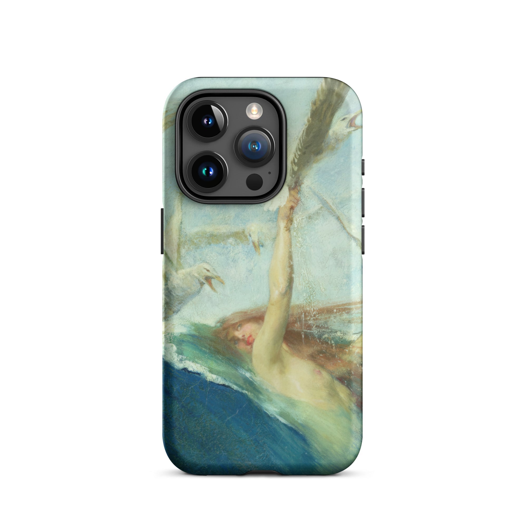 Mermaid Being Mobbed by Seagulls Giovanni Segantini Iphone Case, 15 Pro / Matte, Iphone Case Painting Woman Water