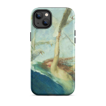 Mermaid Being Mobbed by Seagulls - Giovanni Segantini Phone Case Iphone 14 Plus / Matte Iphone Case Painting Woman Water Surrounded