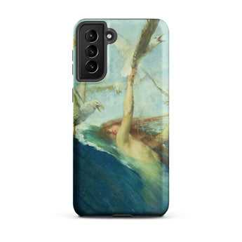 Mermaid Being Mobbed by Seagulls - Giovanni Segantini Phone Case Samsung Galaxy S21 Plus / Matte Phone Case Classical Painting Woman Hair