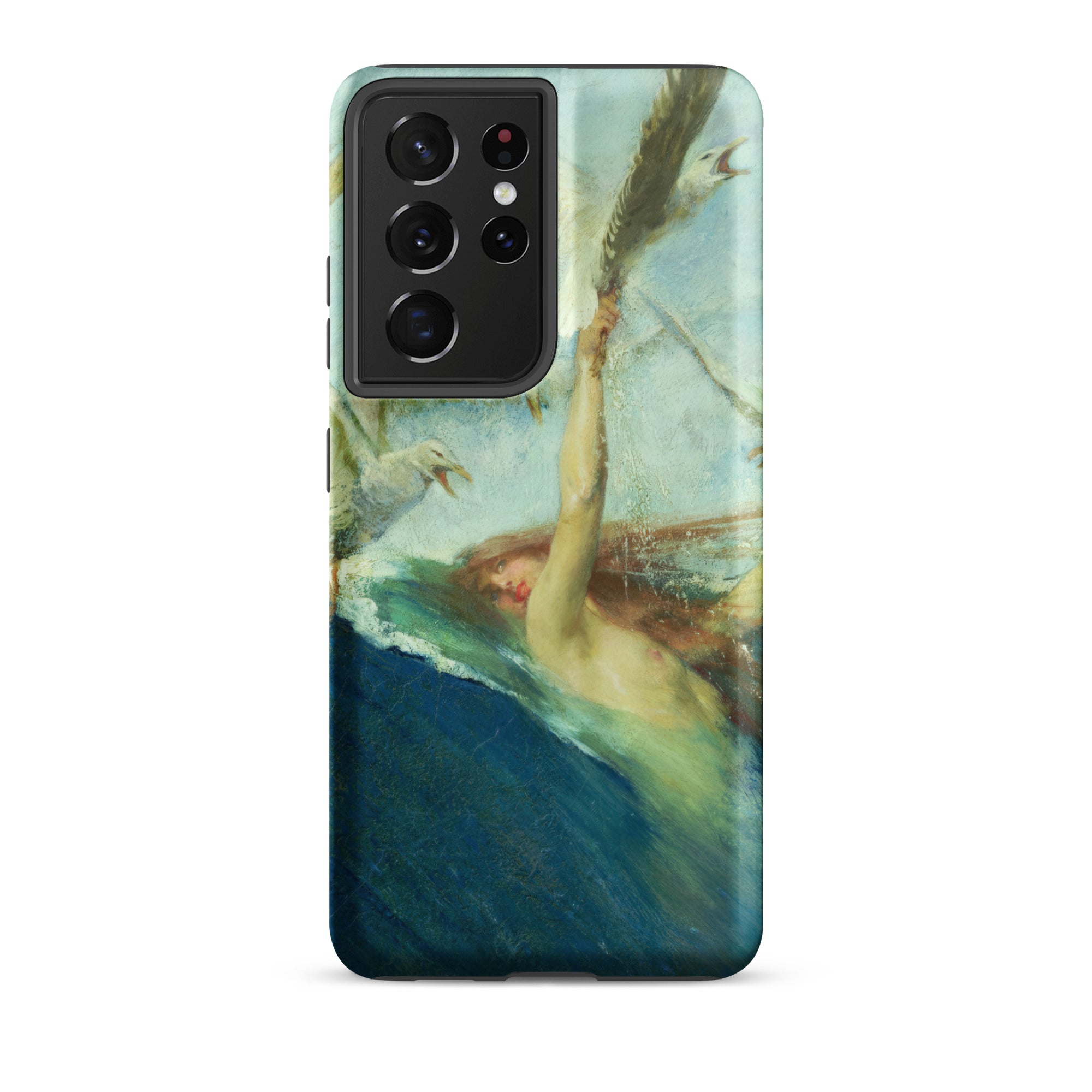 Mermaid Being Mobbed by Seagulls - Giovanni Segantini Samsung Case, Galaxy S21 Ultra / Matte, Smartphone Case Classical Painting Mermaid