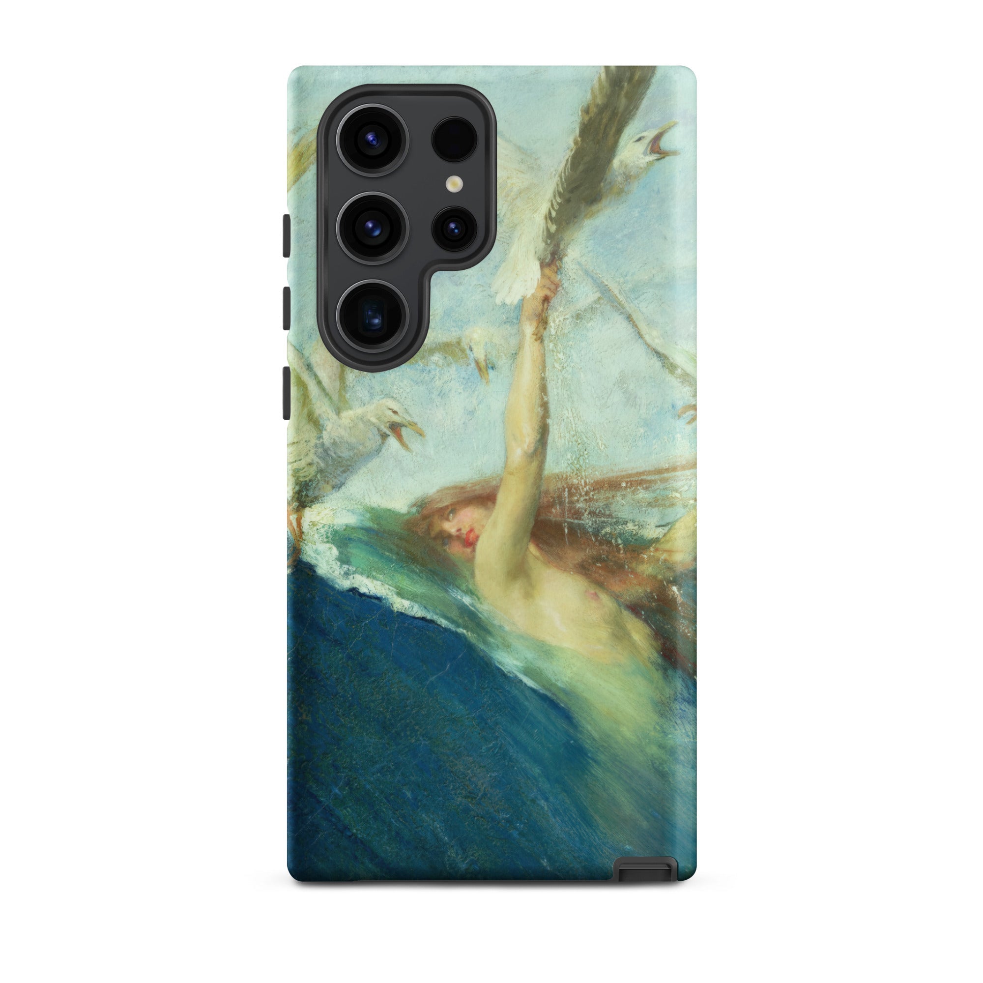 Mermaid Being Mobbed by Seagulls - Giovanni Segantini Samsung Case, Galaxy S23 Ultra / Matte, Smartphone Case Painting Person Water Seagulls