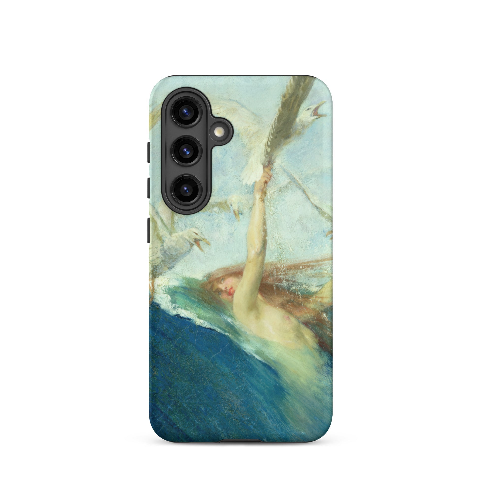 Mermaid Being Mobbed by Seagulls - Giovanni Segantini Samsung Case, Galaxy S24 / Matte, Smartphone Case Painted Mermaid Seagulls