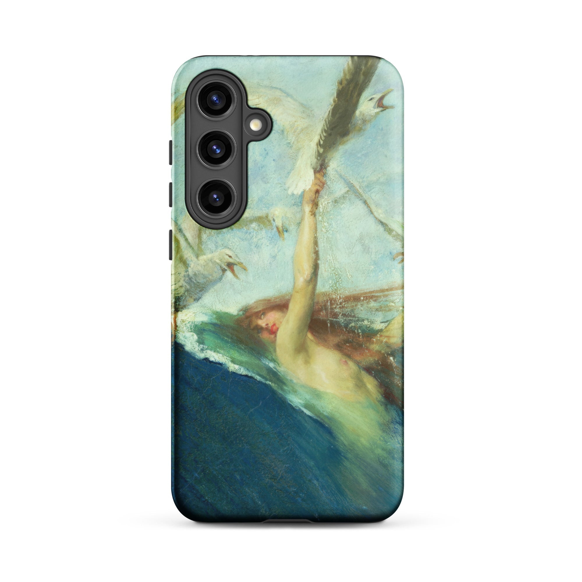 Mermaid Being Mobbed by Seagulls - Giovanni Segantini Samsung Case, Galaxy S24 Plus / Matte, Smartphone Case Classical Painting Figure