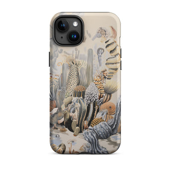 Metropolis - Surreal Cactus Art Phone Case Iphone 15 Plus / Matte Iphone Case Desert Plant Design Surreal Cactus Art, Skyline Blooms,