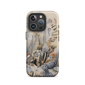 Metropolis - Surreal Cactus Art Phone Case Iphone 16 Pro / Matte Iphone Case Desert-themed Illustration Surreal Cactus Art, Skyline Blooms,