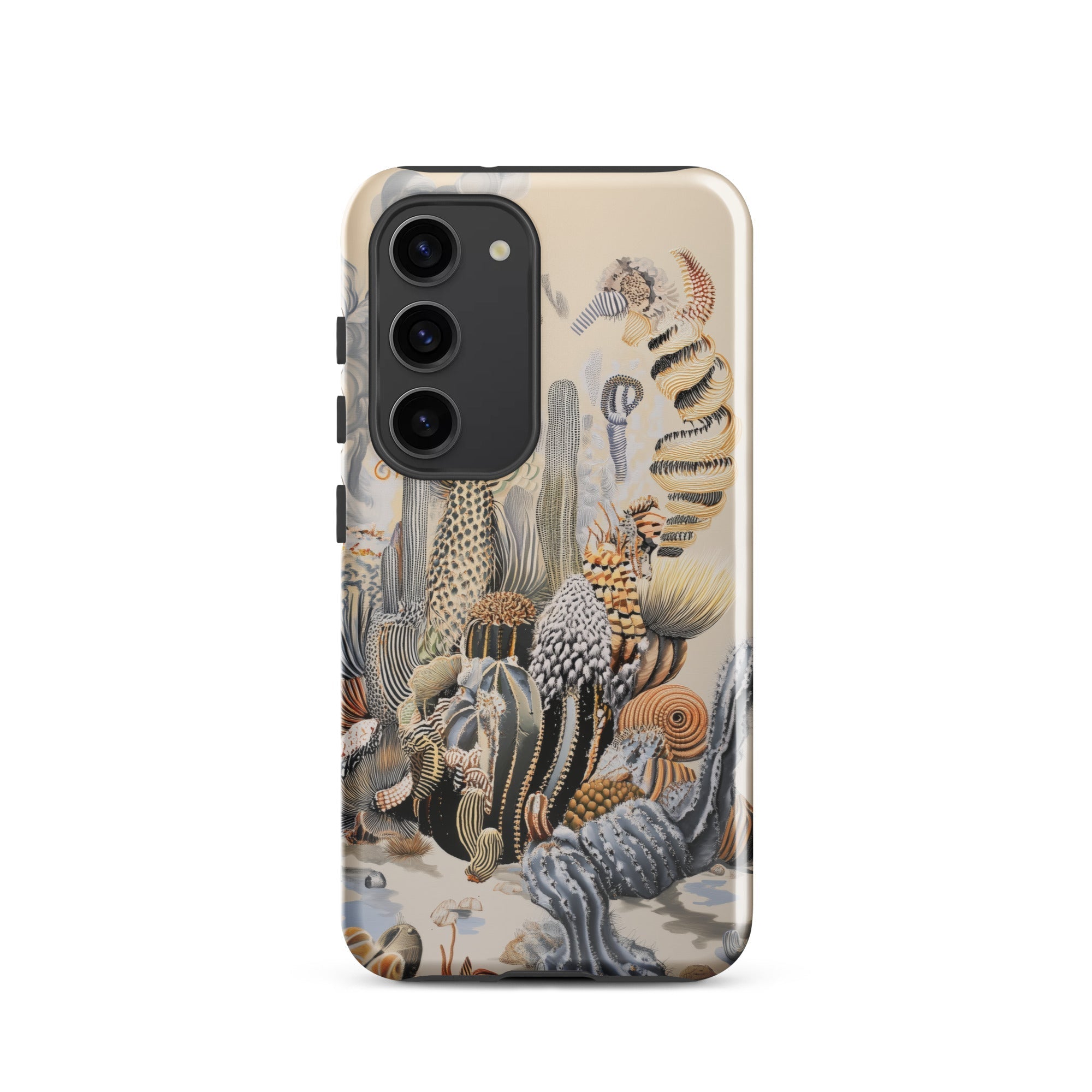 Metropolis Surreal Cactus Art Samsung Case, Galaxy S23 / Gloss, Smartphone Case Intricate Detailed Pattern Fantastical Plants Shell Like