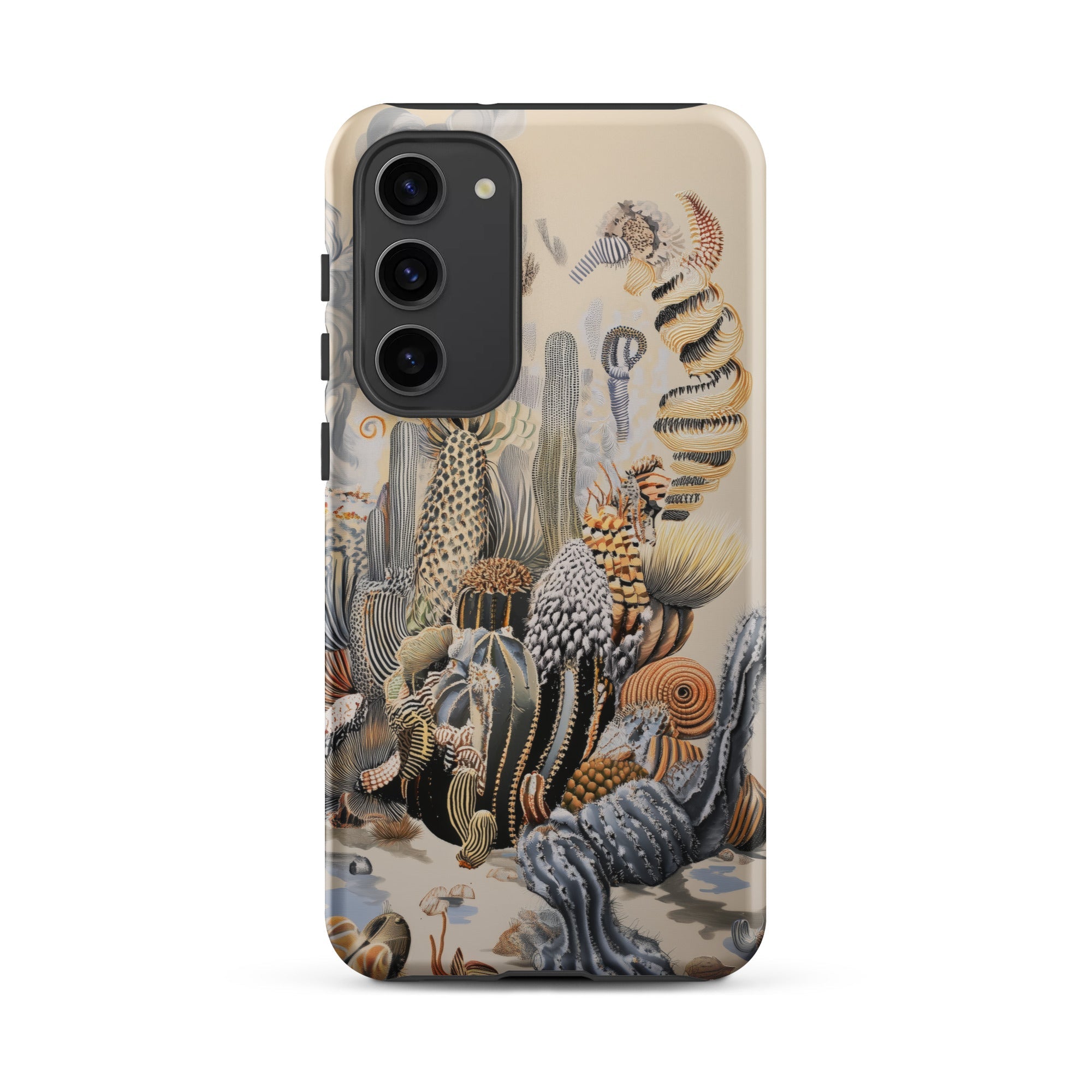Metropolis Surreal Cactus Art Samsung Case, Galaxy S23 Plus / Matte, Beige Phone Case Detailed Colorful Illustration Cacti Desert