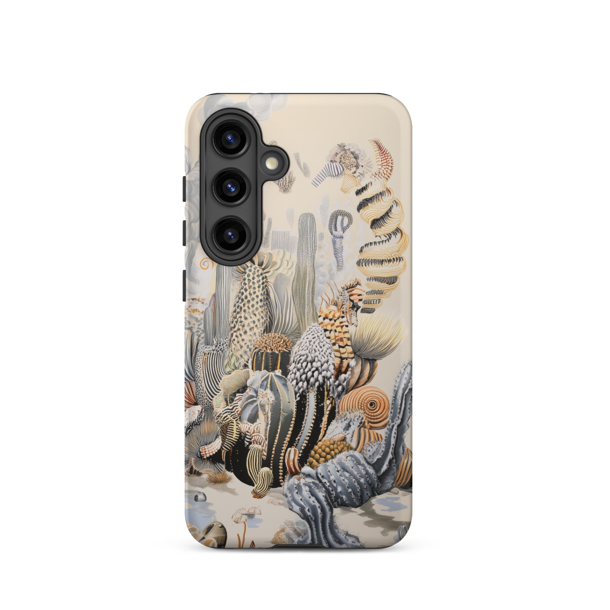 Metropolis Surreal Cactus Art Samsung Case, Galaxy S24 / Matte, Smartphone Case Detailed Colorful Illustration Desert Plants Geological